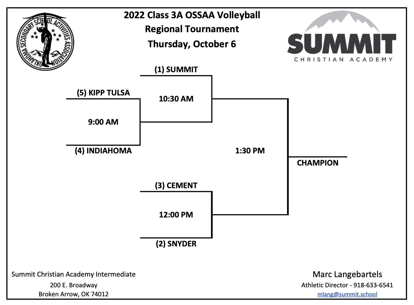 OSSAA Volleyball Regionals Summit Christian Academy